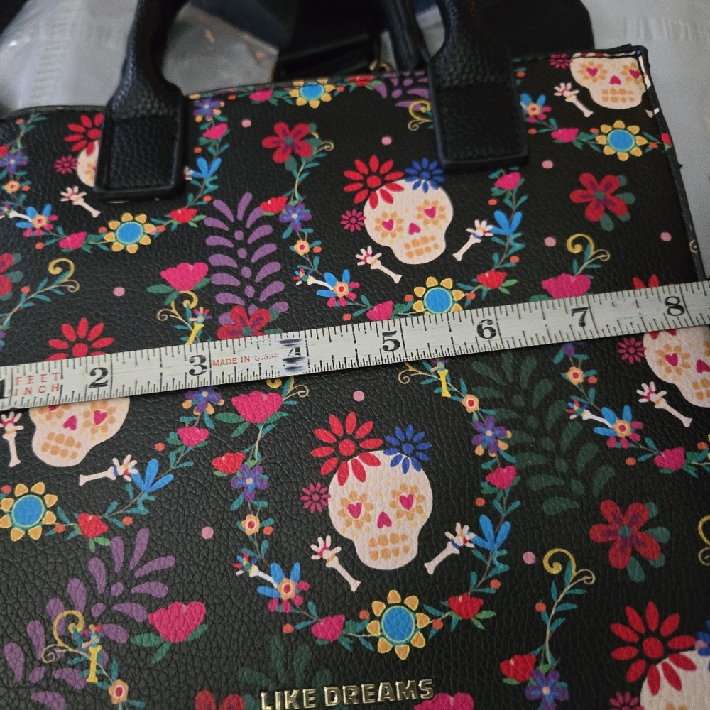 Colorful Skull Floral Tote Bag by Like Dreams